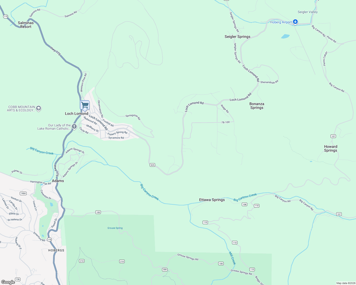 map of restaurants, bars, coffee shops, grocery stores, and more near 11260 Loch Lomond Road in Loch Lomond