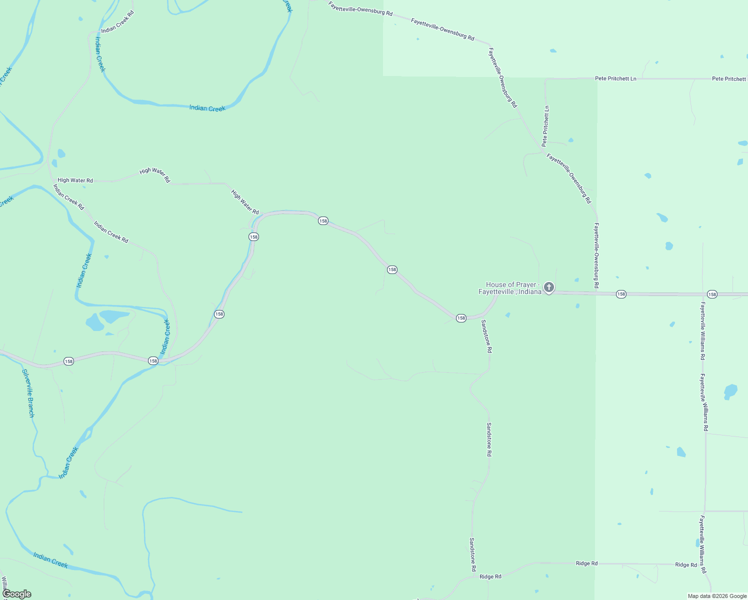 map of restaurants, bars, coffee shops, grocery stores, and more near 3482 Indiana 158 in Bedford