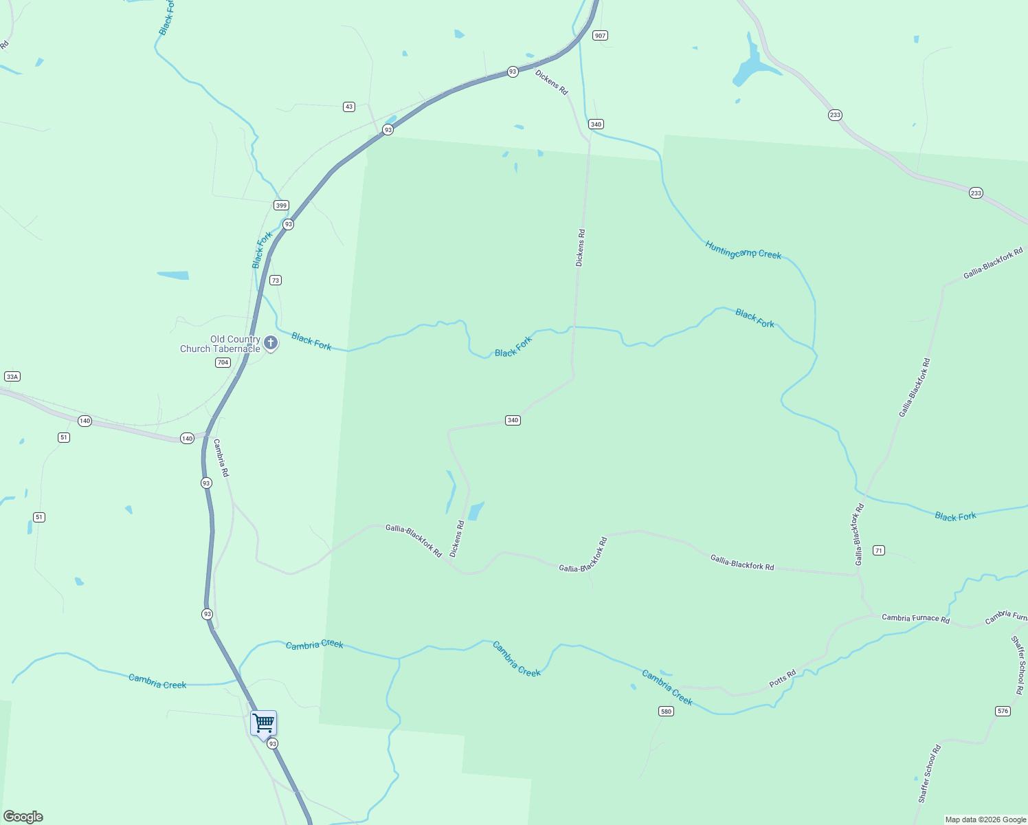 map of restaurants, bars, coffee shops, grocery stores, and more near Dickens Road in Oak Hill