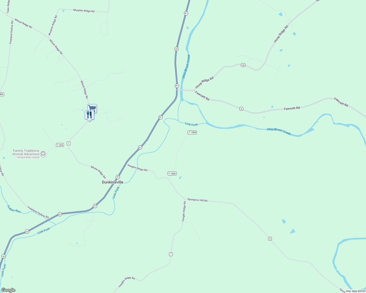 map of restaurants, bars, coffee shops, grocery stores, and more near 350 Paradise Valley Road in Peebles