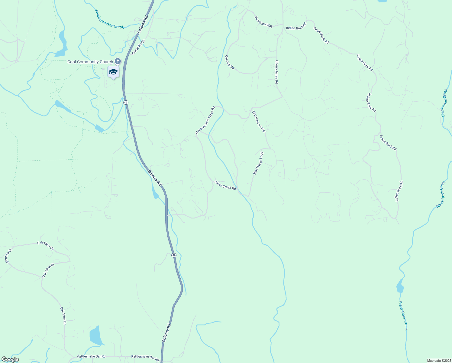 map of restaurants, bars, coffee shops, grocery stores, and more near 4521 Cross Creek Road in Cool