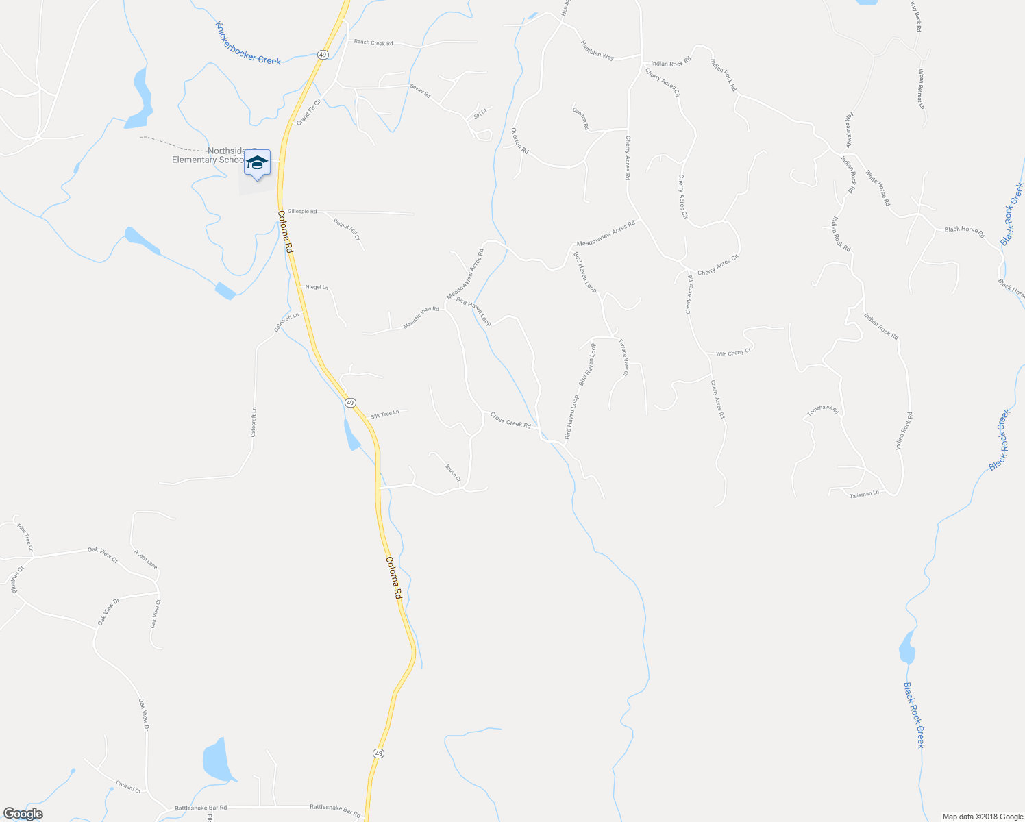 map of restaurants, bars, coffee shops, grocery stores, and more near 4521 Cross Creek Road in Cool