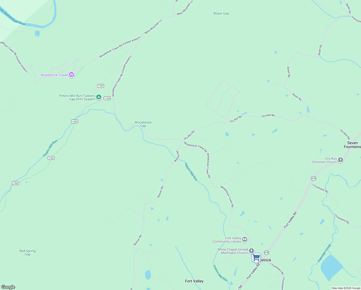 map of restaurants, bars, coffee shops, grocery stores, and more near 3298 Boliver Road in Fort Valley