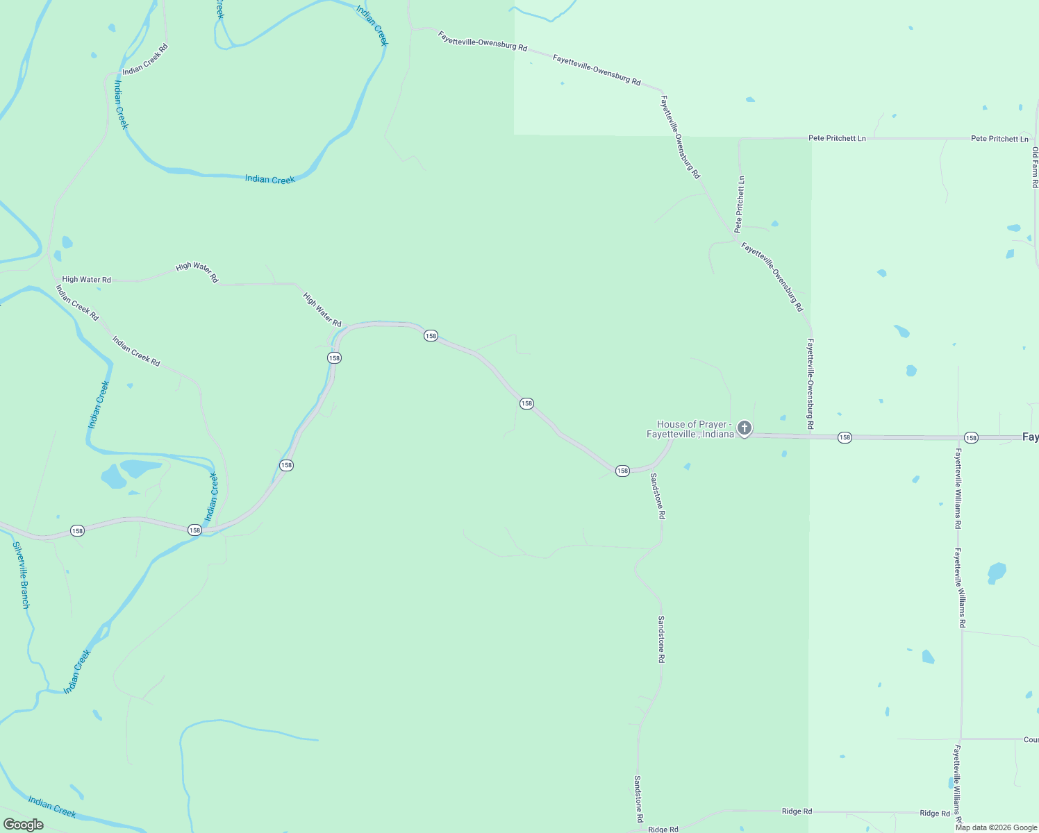 map of restaurants, bars, coffee shops, grocery stores, and more near 3482 Indiana 158 in Bedford