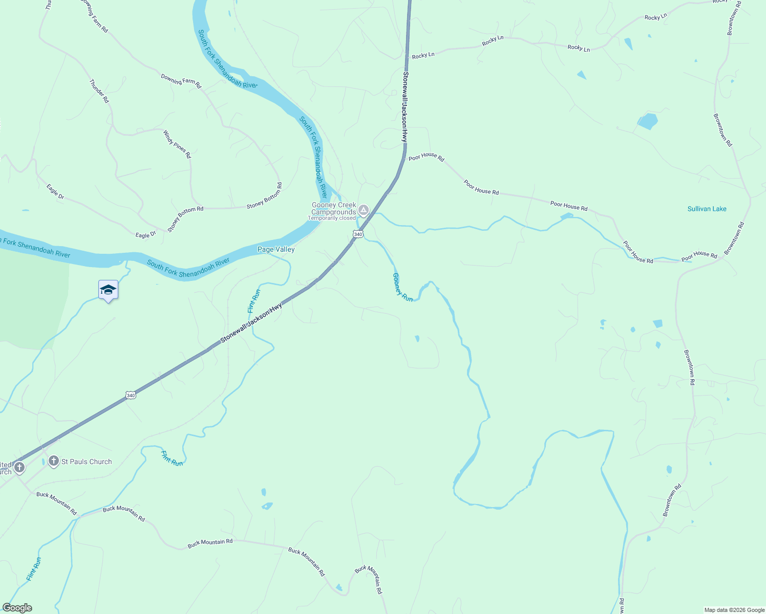 map of restaurants, bars, coffee shops, grocery stores, and more near 377 Rainbow Way in Front Royal
