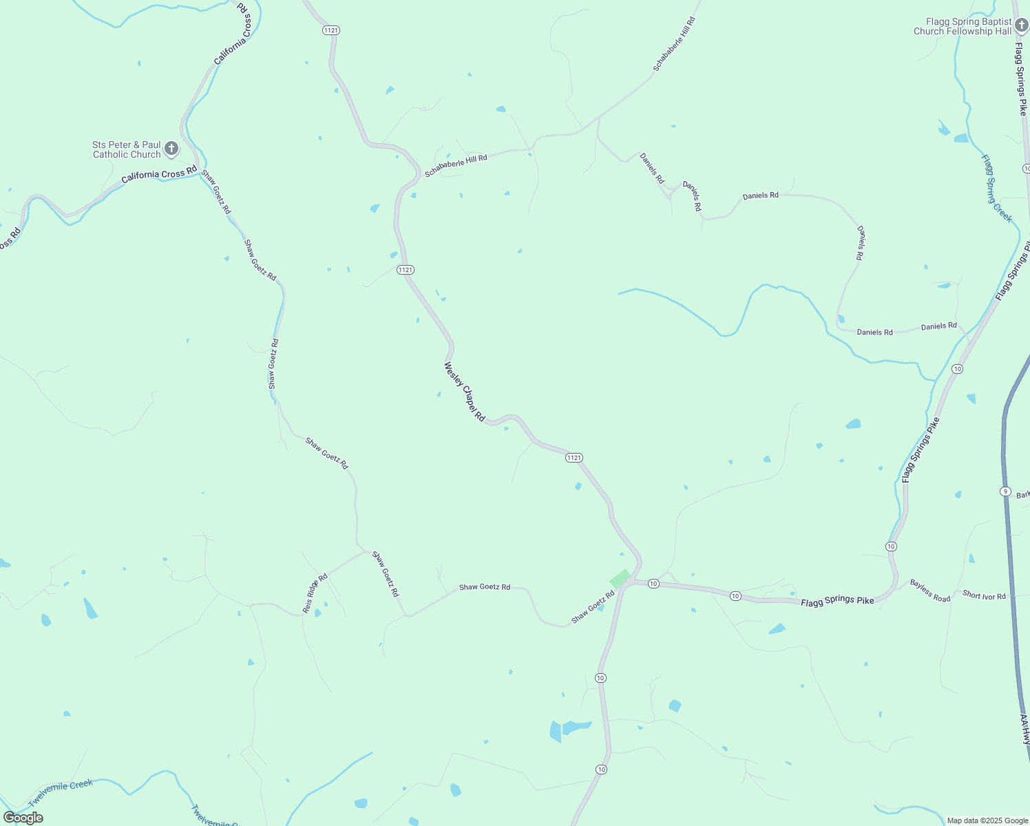 map of restaurants, bars, coffee shops, grocery stores, and more near 12547 Wesley Chapel Road in California