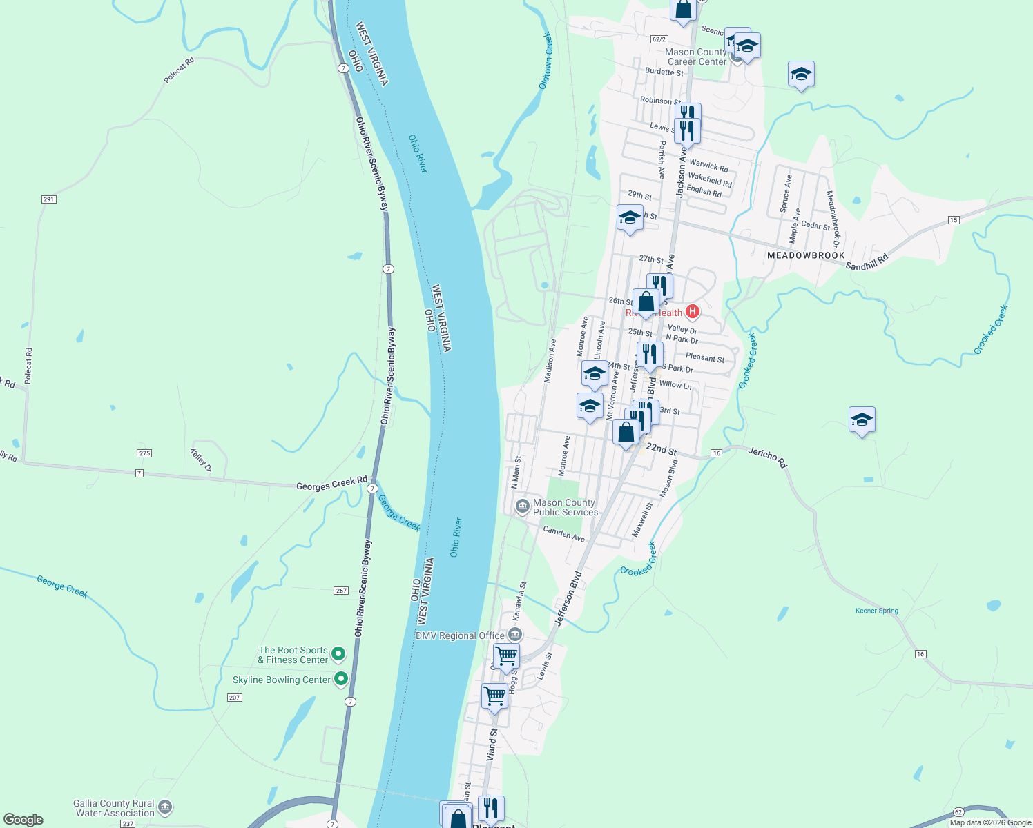 map of restaurants, bars, coffee shops, grocery stores, and more near 2299 Shore Street in Point Pleasant