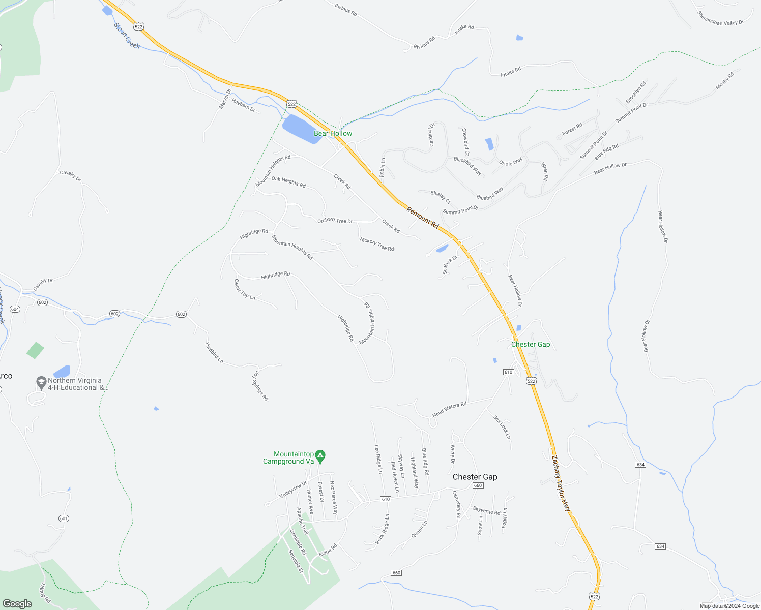 map of restaurants, bars, coffee shops, grocery stores, and more near 126 Locust Tree Lane in Front Royal