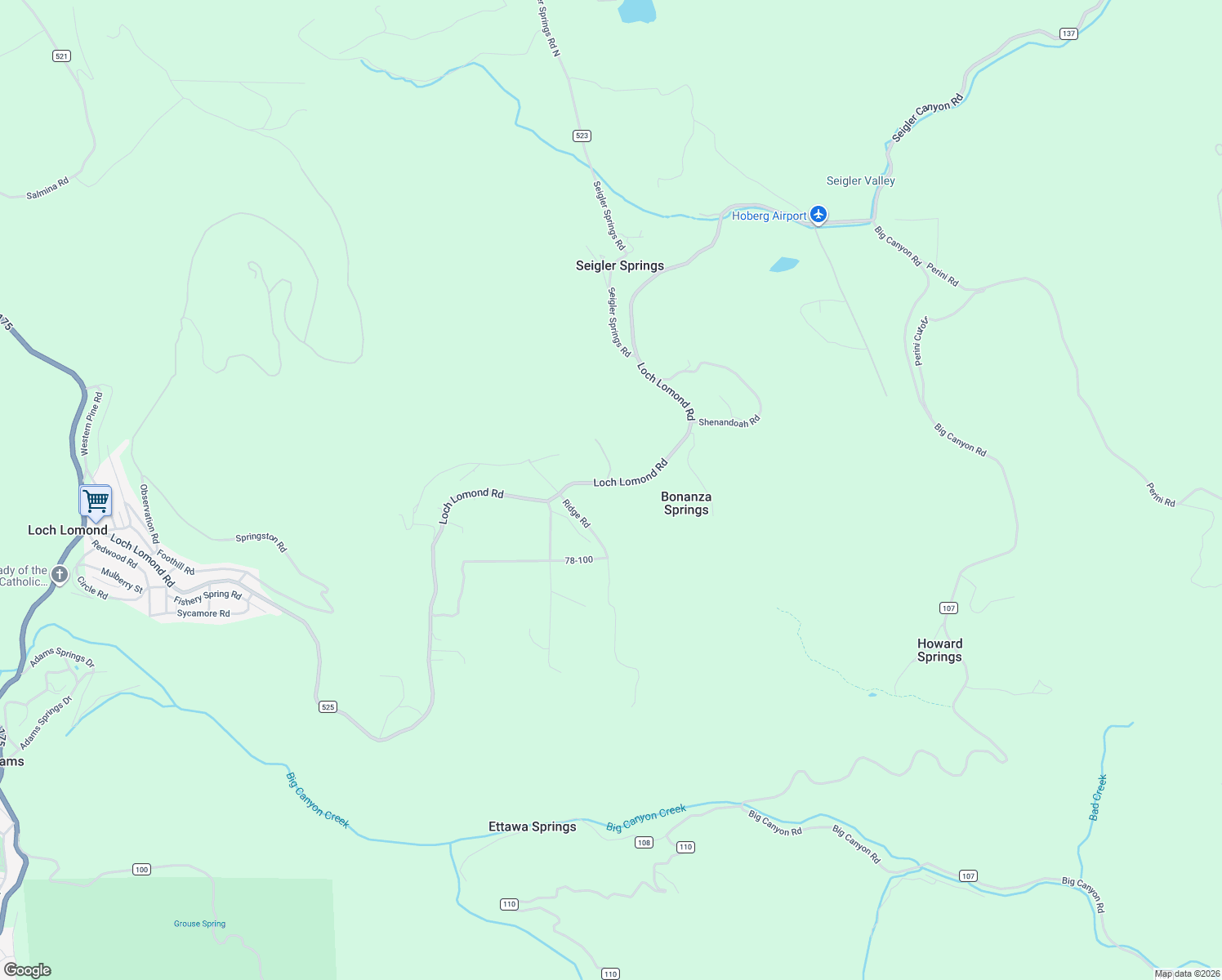 map of restaurants, bars, coffee shops, grocery stores, and more near 11815 Loch Lomond Road in Loch Lomond