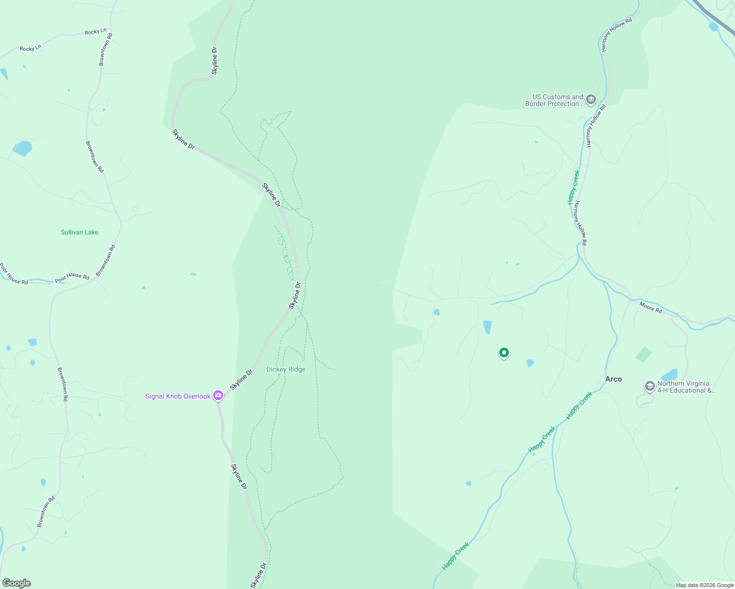 map of restaurants, bars, coffee shops, grocery stores, and more near 1057 Harmony Orchard Road in Front Royal