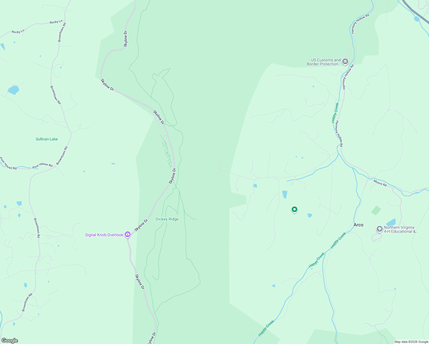 map of restaurants, bars, coffee shops, grocery stores, and more near 1057 Harmony Orchard Road in Front Royal