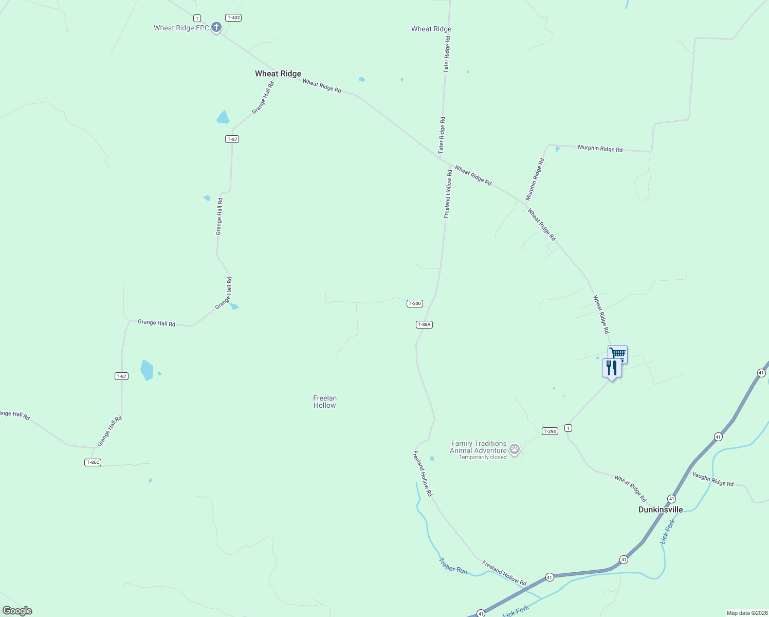 map of restaurants, bars, coffee shops, grocery stores, and more near 210 Walt Alsgood Road in West Union