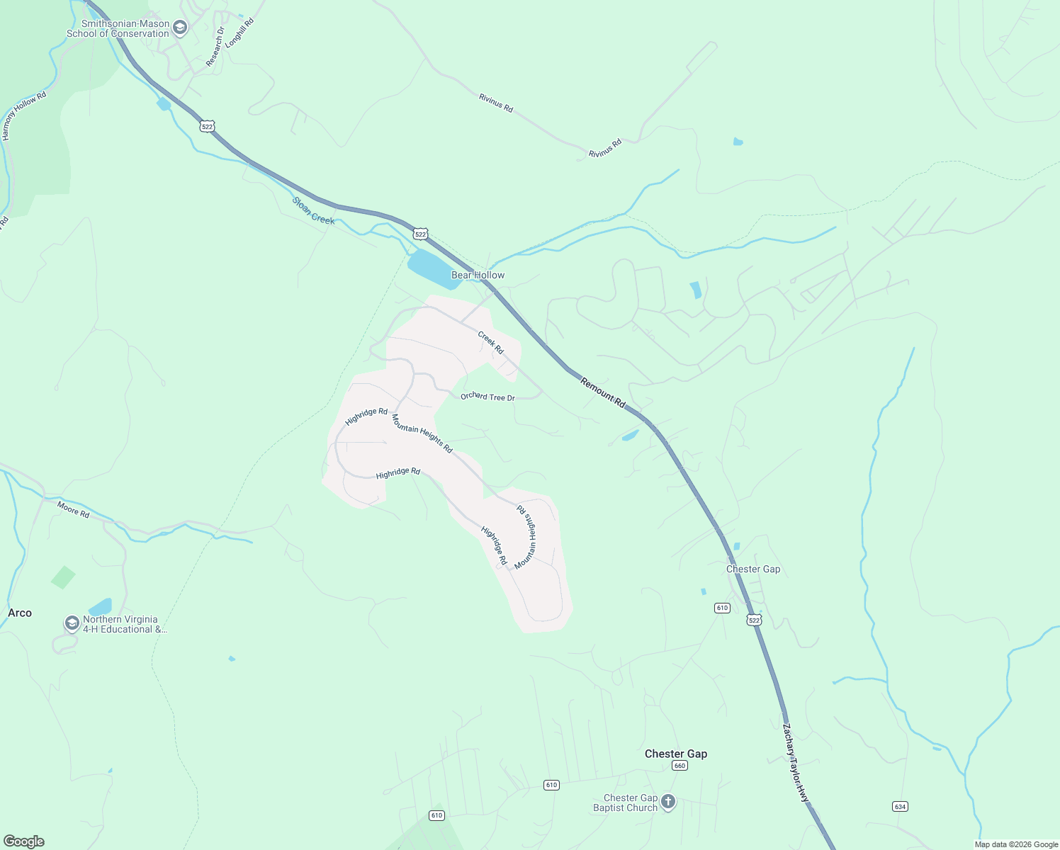 map of restaurants, bars, coffee shops, grocery stores, and more near 129 Hickory Tree Road in Front Royal