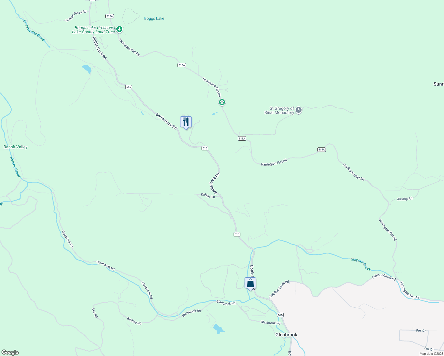 map of restaurants, bars, coffee shops, grocery stores, and more near 12800 Bottle Rock Rd in Kelseyville
