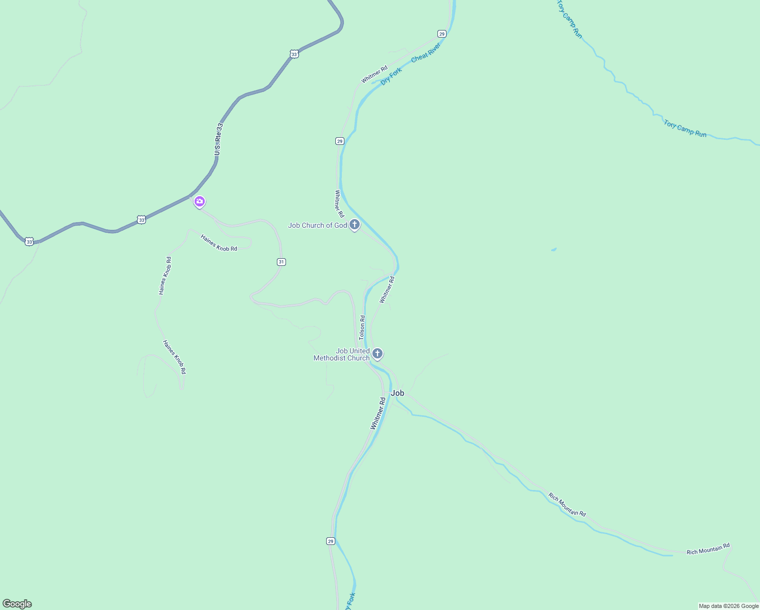 map of restaurants, bars, coffee shops, grocery stores, and more near Whitmer Road in Harman