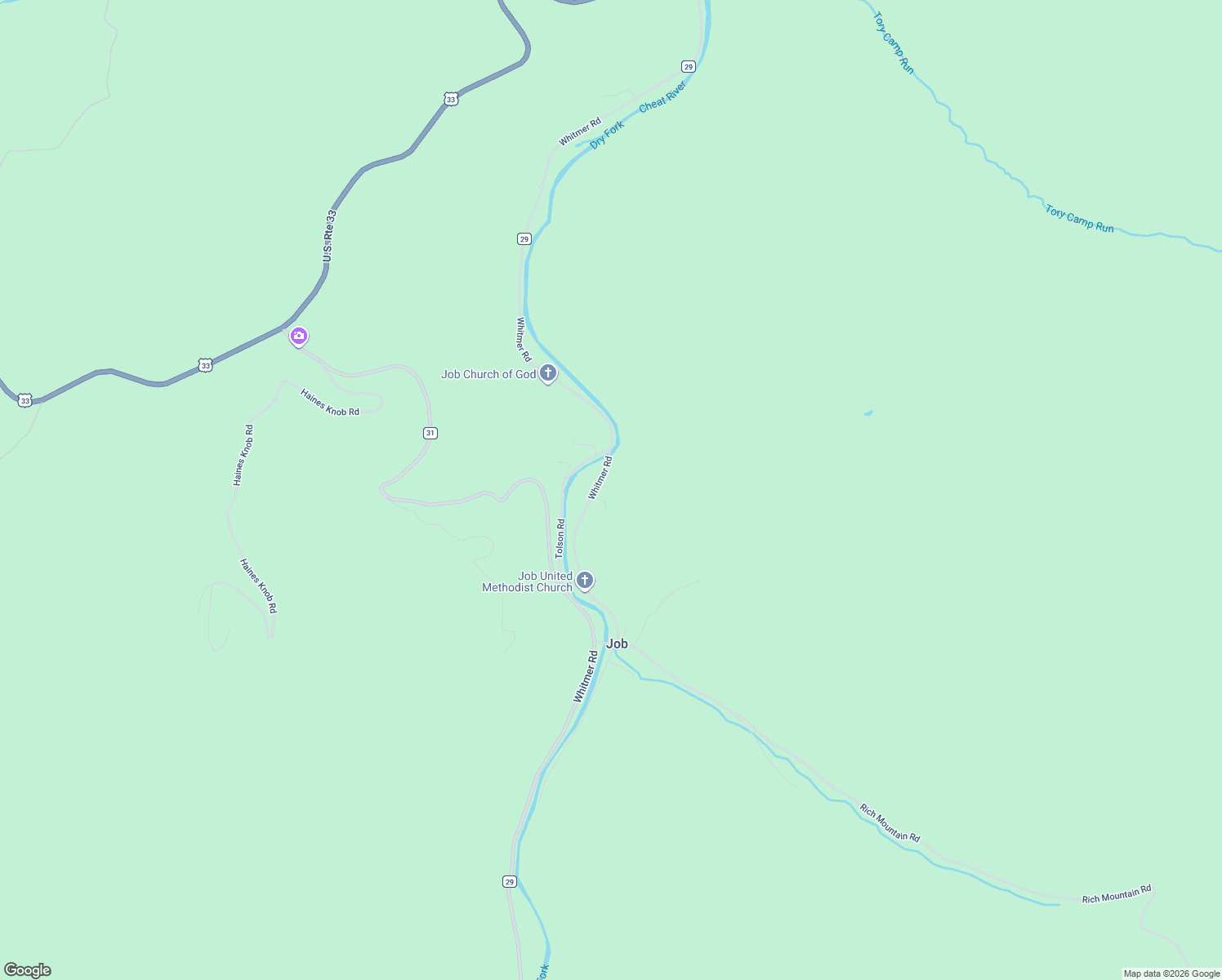 map of restaurants, bars, coffee shops, grocery stores, and more near Whitmer Road in Harman