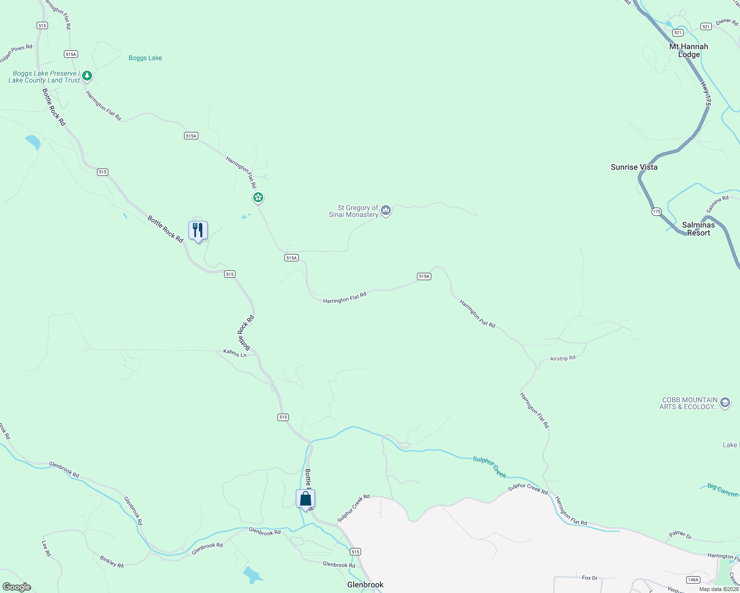 map of restaurants, bars, coffee shops, grocery stores, and more near 8207 Harrington Flat Road in Kelseyville