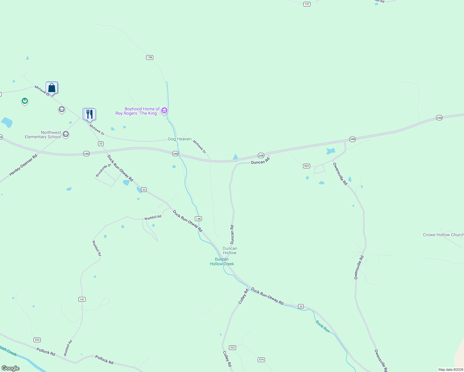 map of restaurants, bars, coffee shops, grocery stores, and more near 673 Duncan Road in Lucasville
