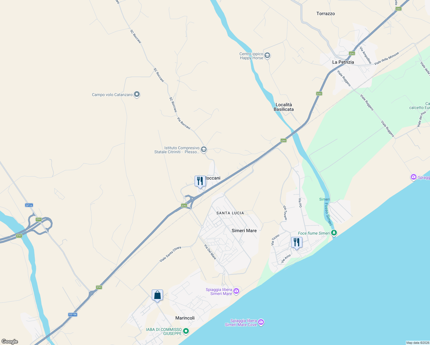 map of restaurants, bars, coffee shops, grocery stores, and more near 51 Località Roccani in Roccani