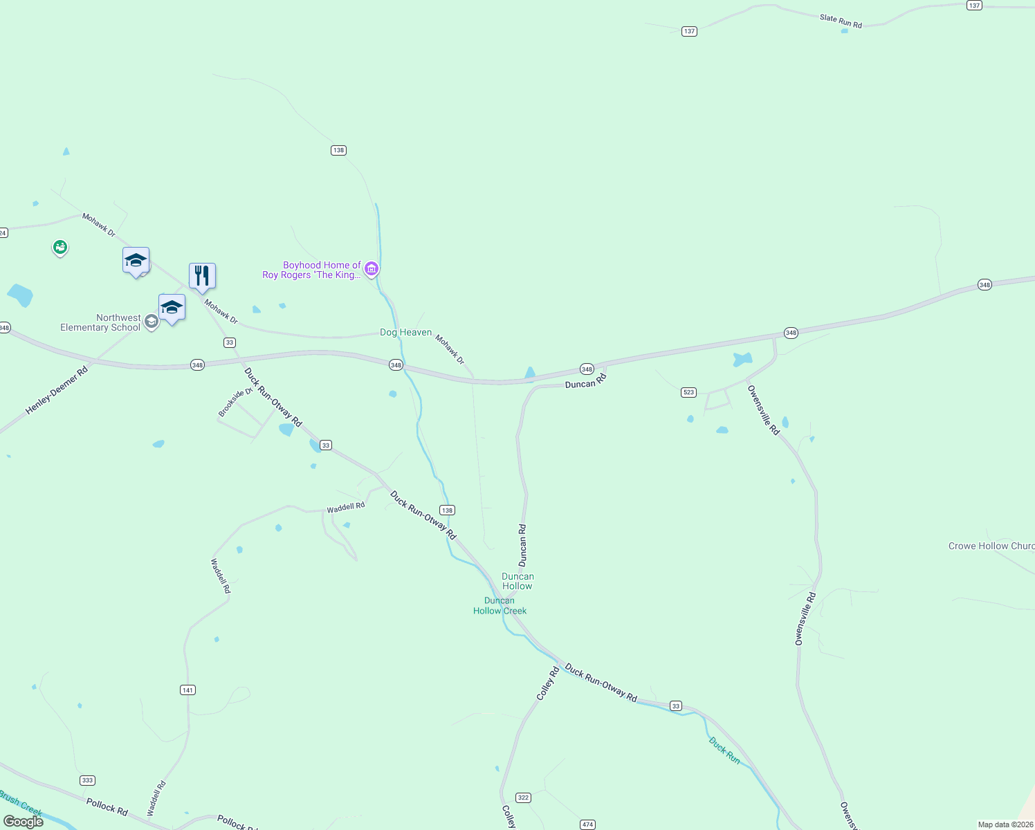 map of restaurants, bars, coffee shops, grocery stores, and more near 673 Duncan Road in Lucasville