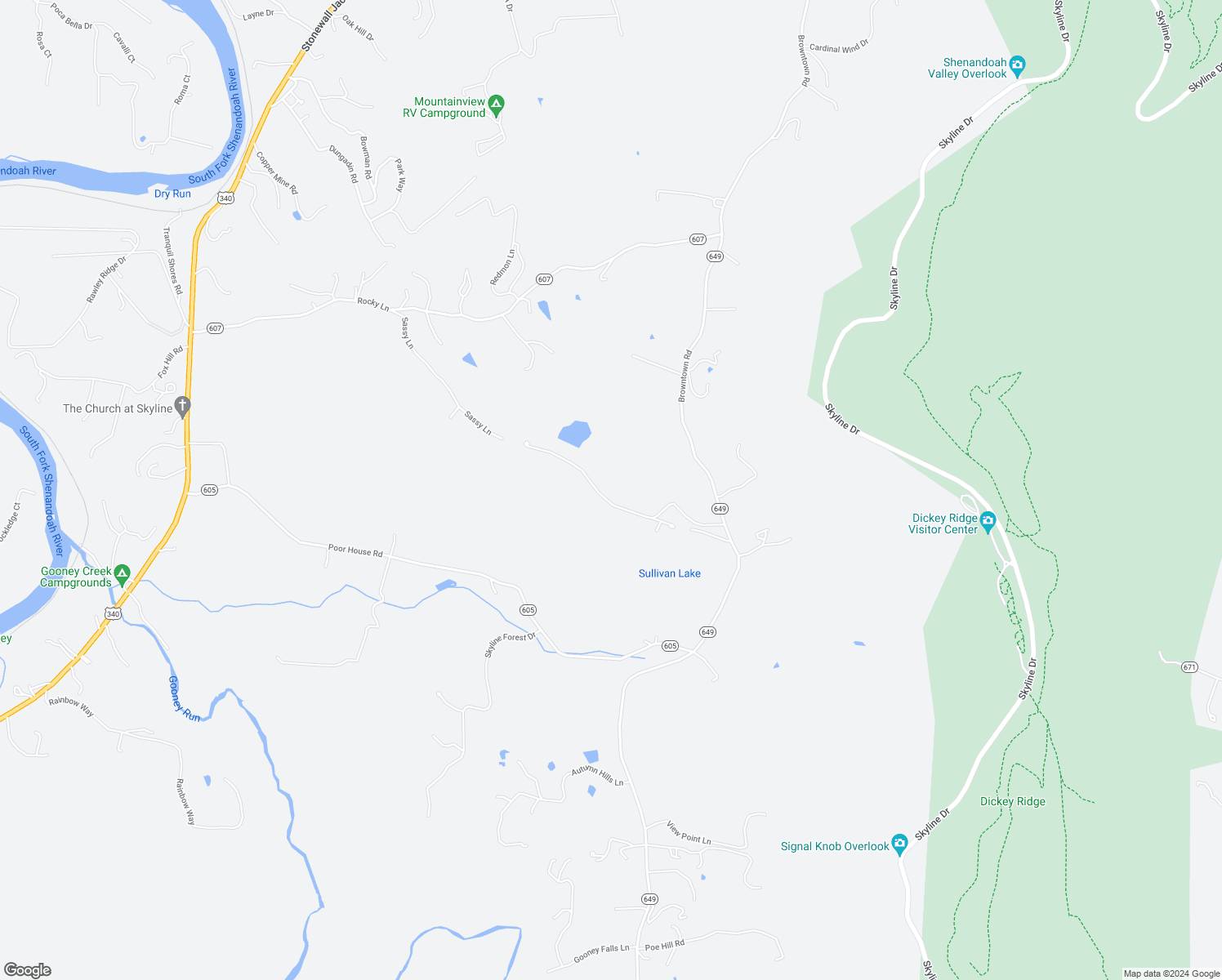 map of restaurants, bars, coffee shops, grocery stores, and more near 392 Hidden View Lane in Front Royal