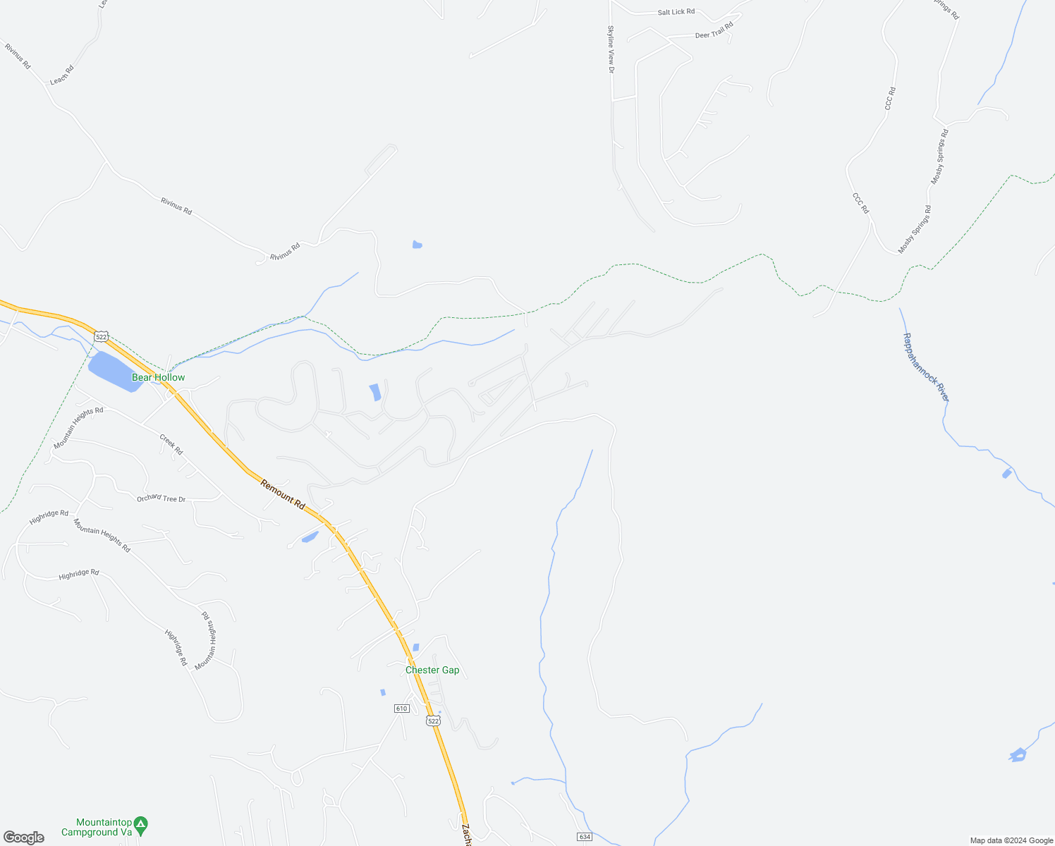 map of restaurants, bars, coffee shops, grocery stores, and more near 108 Blue Knob Drive in Front Royal