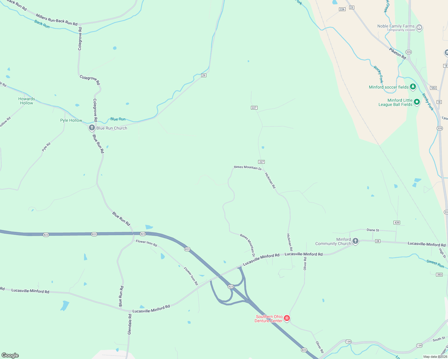 map of restaurants, bars, coffee shops, grocery stores, and more near 797 Rases Mountain Drive in Minford