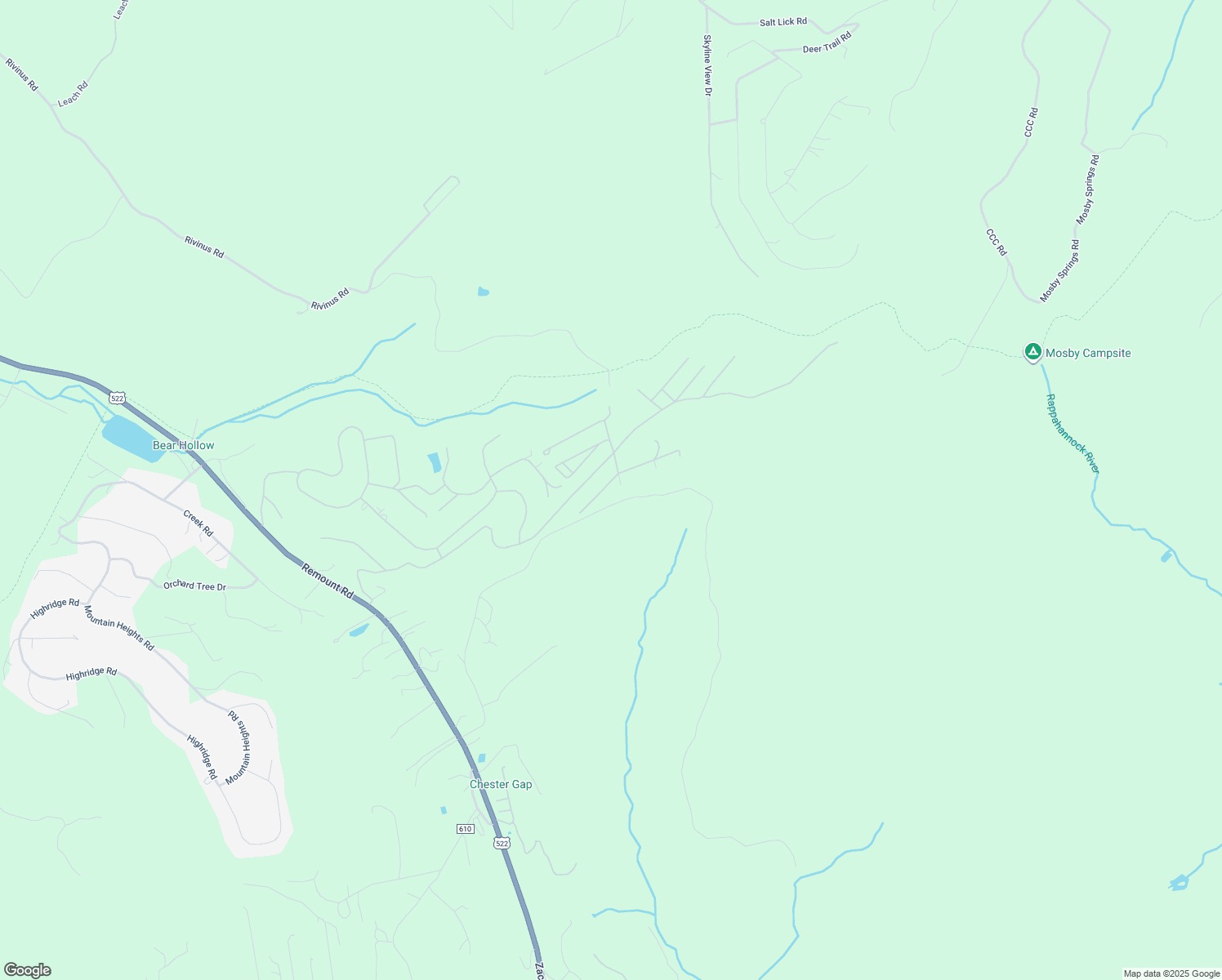 map of restaurants, bars, coffee shops, grocery stores, and more near 108 Blue Knob Drive in Front Royal
