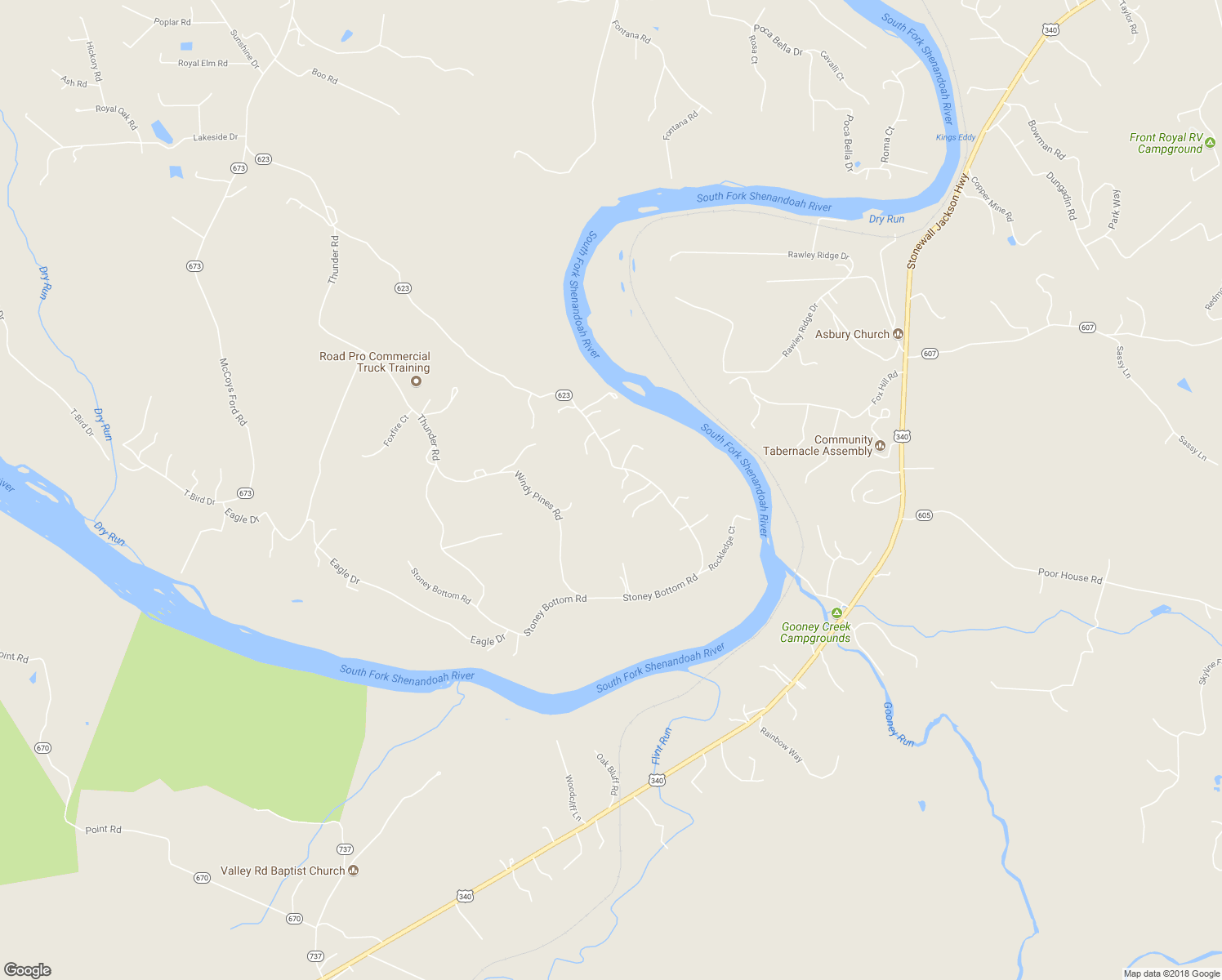 map of restaurants, bars, coffee shops, grocery stores, and more near 232 Stoney Bottom Road in Front Royal