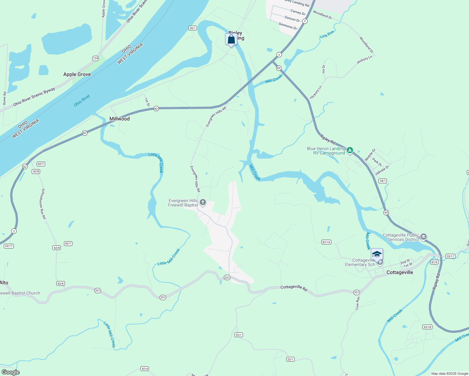 map of restaurants, bars, coffee shops, grocery stores, and more near 272 Prospect Drive in Cottageville