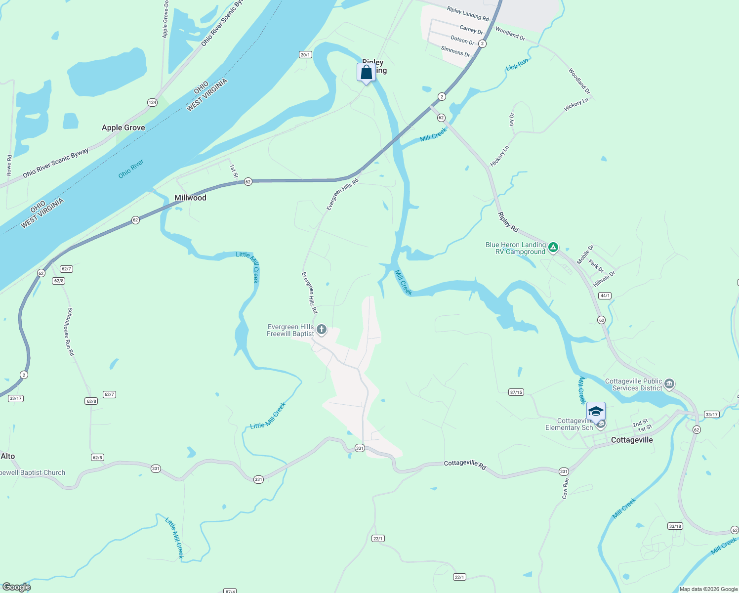 map of restaurants, bars, coffee shops, grocery stores, and more near 199 Prospect Drive in Cottageville