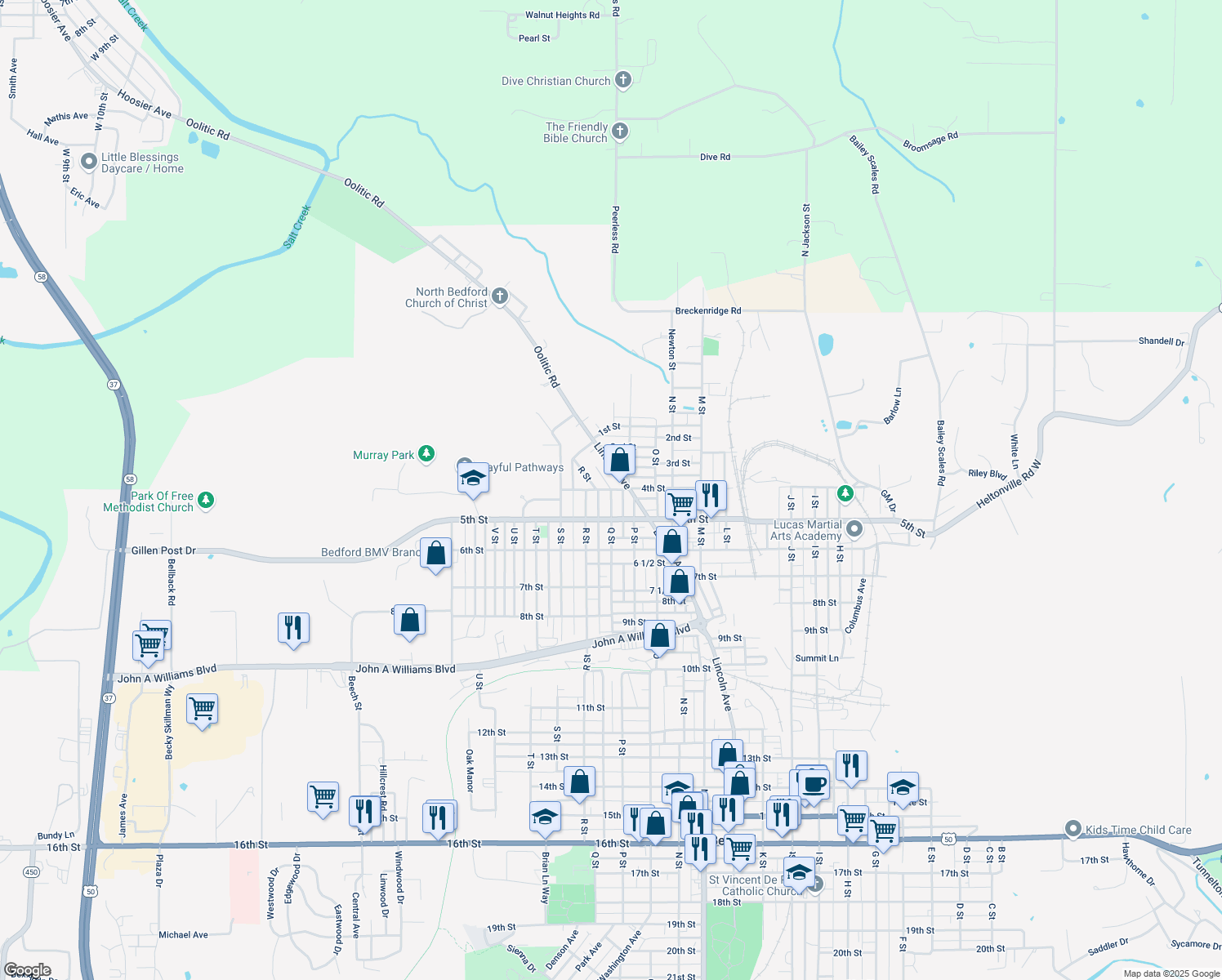 map of restaurants, bars, coffee shops, grocery stores, and more near 1698 4th St in Bedford