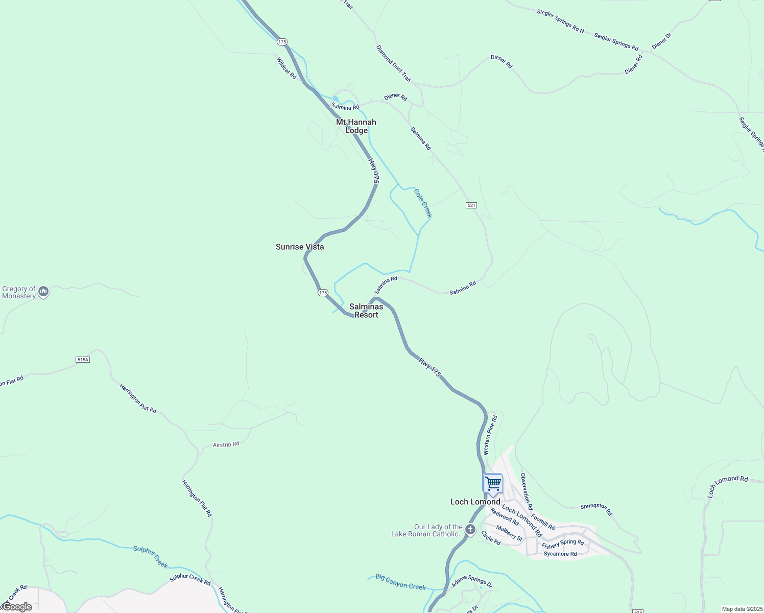 map of restaurants, bars, coffee shops, grocery stores, and more near 10899 Highway 175 in Kelseyville
