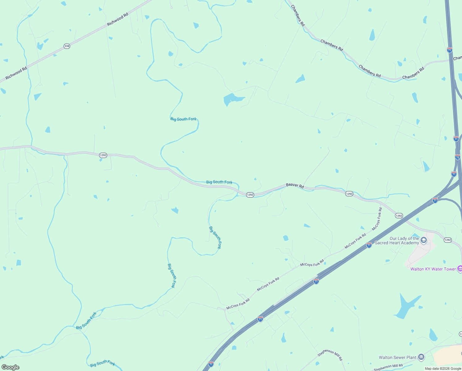 map of restaurants, bars, coffee shops, grocery stores, and more near 1050 Beaver Road in Walton