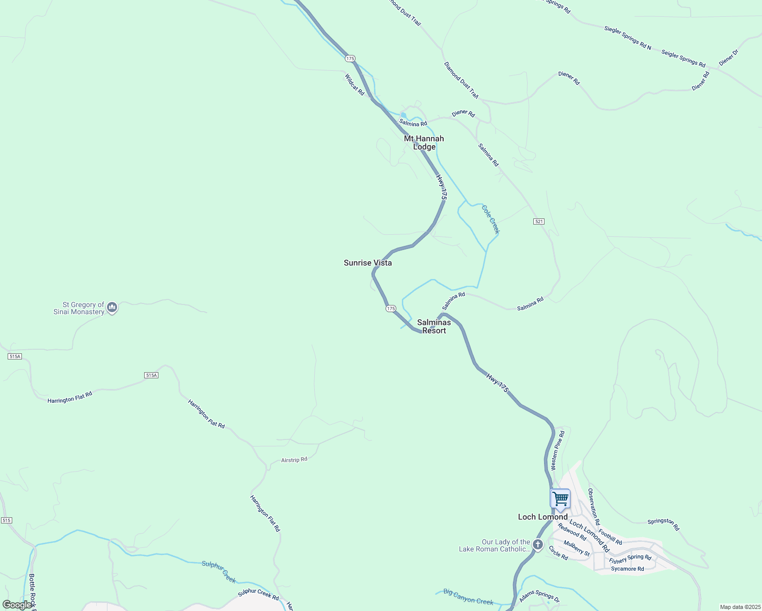 map of restaurants, bars, coffee shops, grocery stores, and more near 10623 Highway 175 in Kelseyville