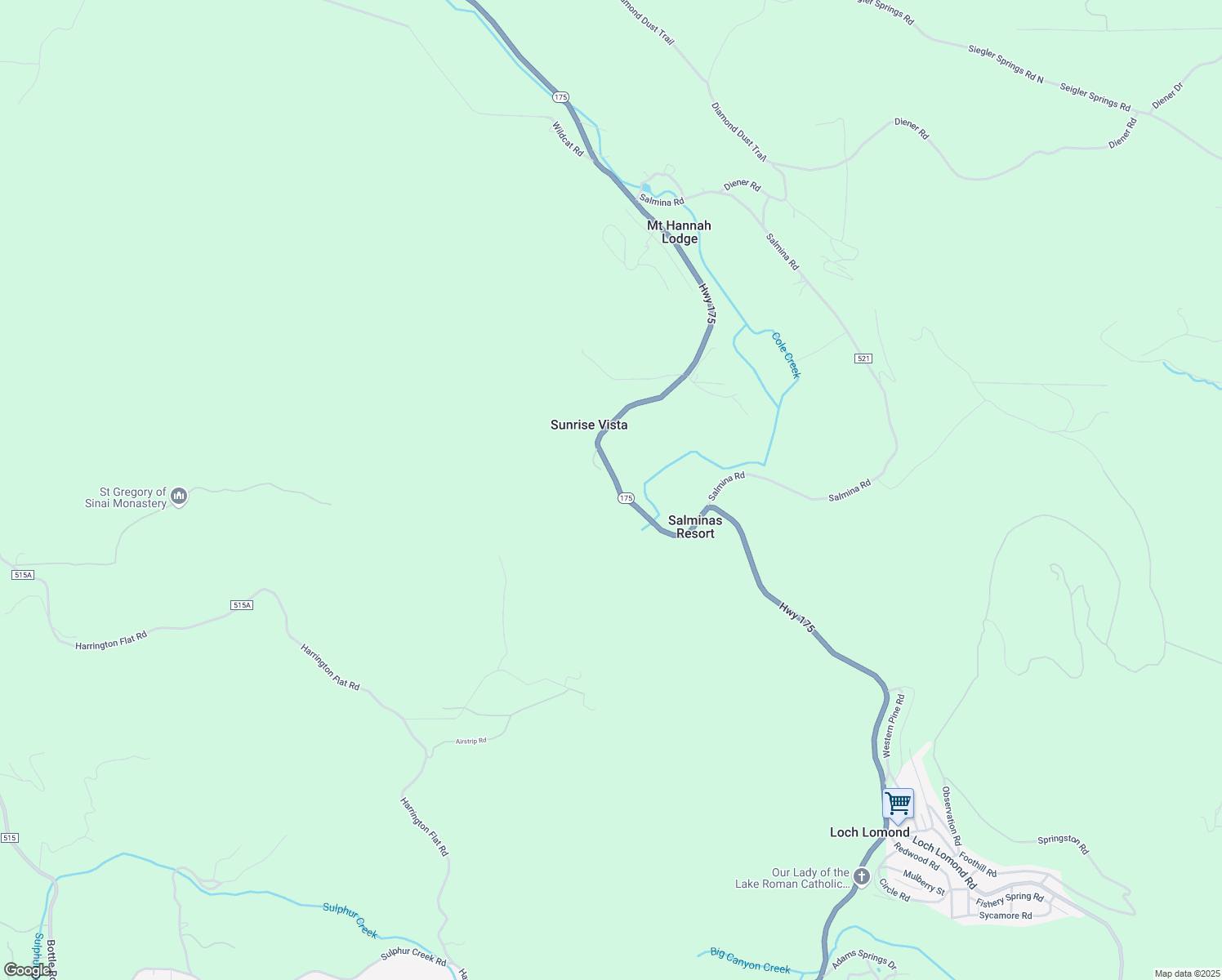 map of restaurants, bars, coffee shops, grocery stores, and more near 10623 Highway 175 in Kelseyville