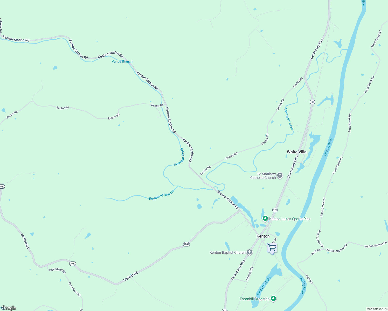 map of restaurants, bars, coffee shops, grocery stores, and more near 13575 Kenton Station Road in Morning View