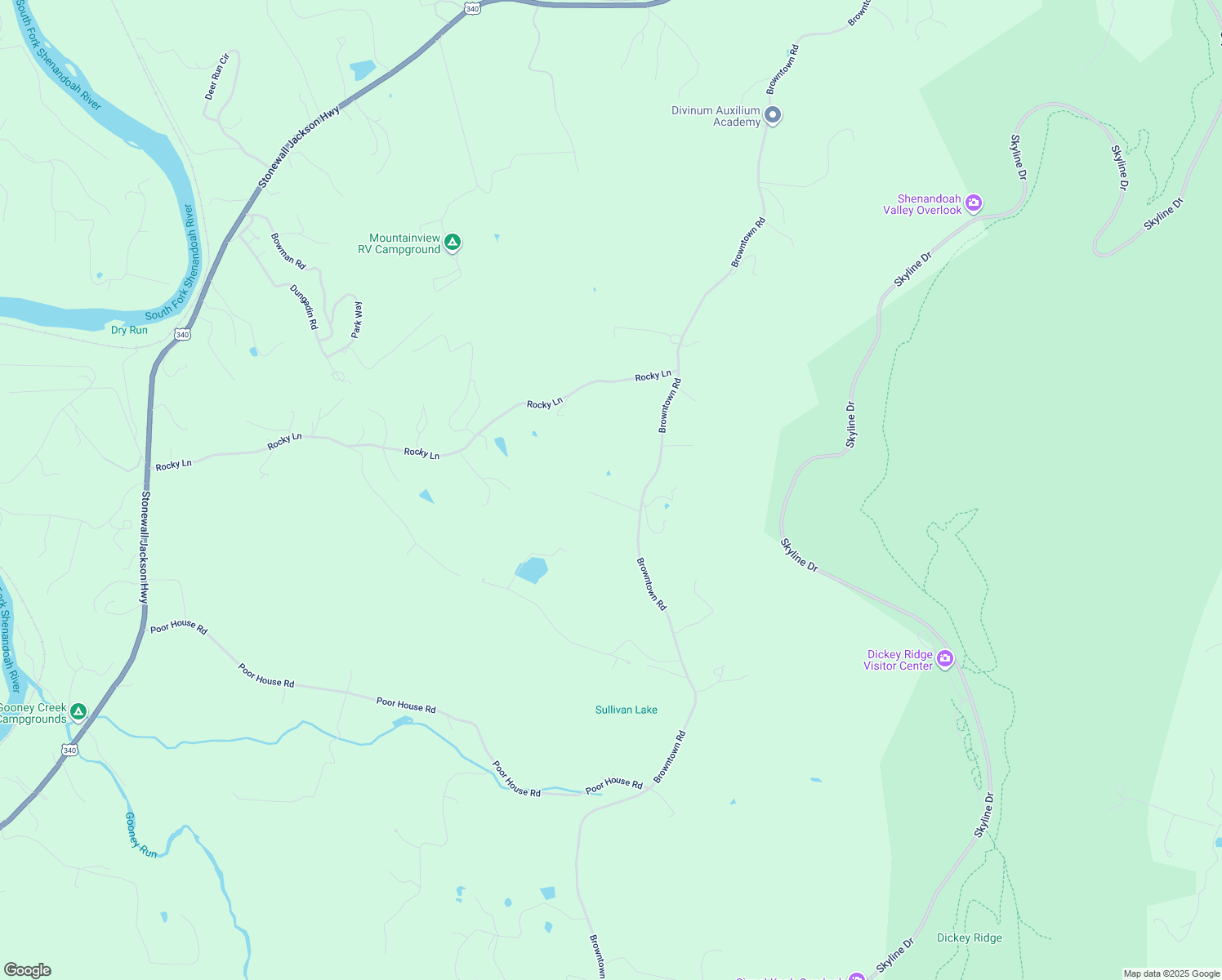 map of restaurants, bars, coffee shops, grocery stores, and more near 5083 Browntown Road in Front Royal