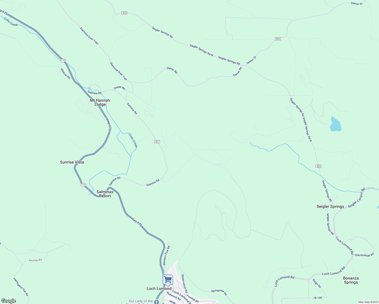 map of restaurants, bars, coffee shops, grocery stores, and more near 10512 Rosa Trail in Kelseyville
