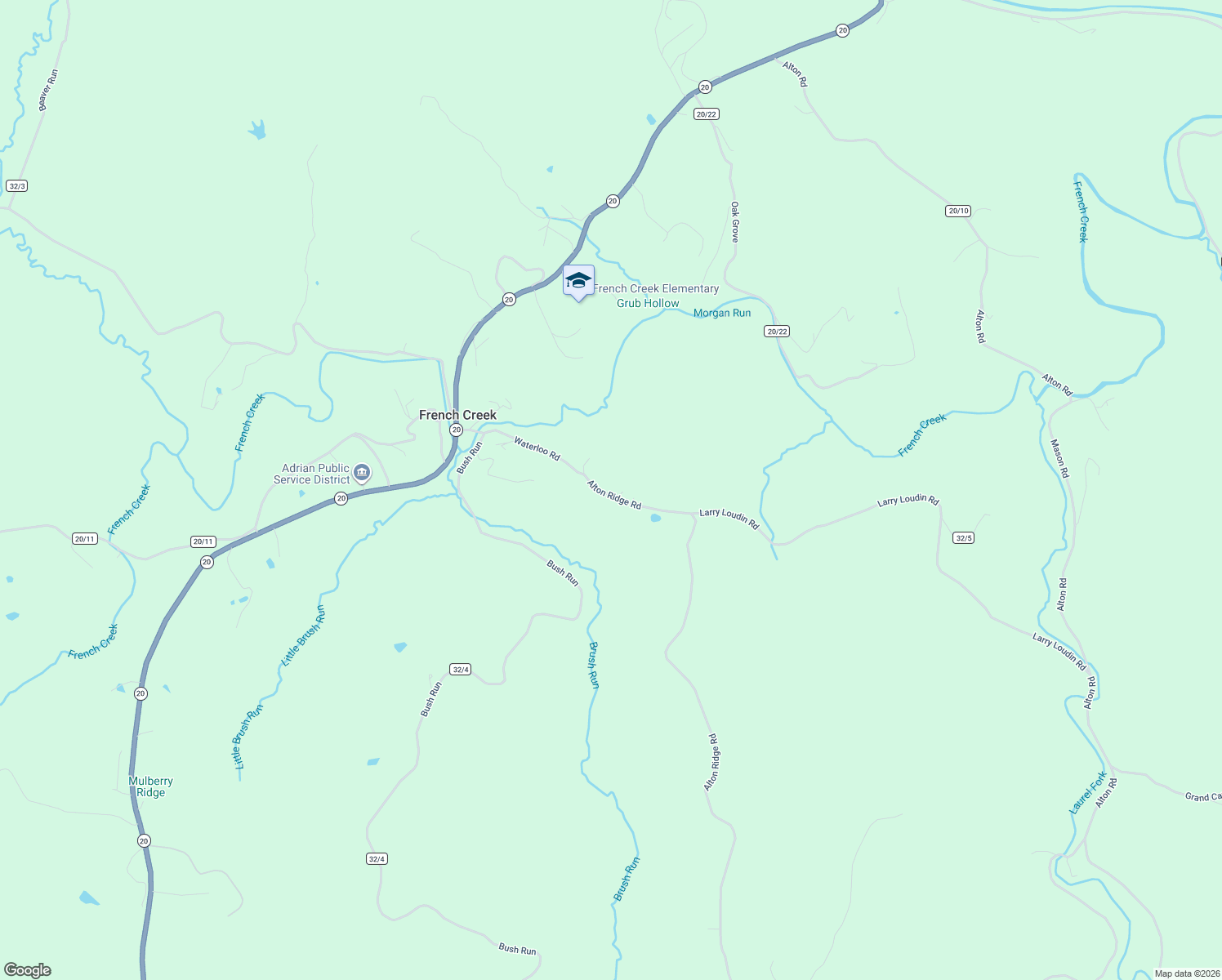map of restaurants, bars, coffee shops, grocery stores, and more near 491 Waterloo Road in French Creek