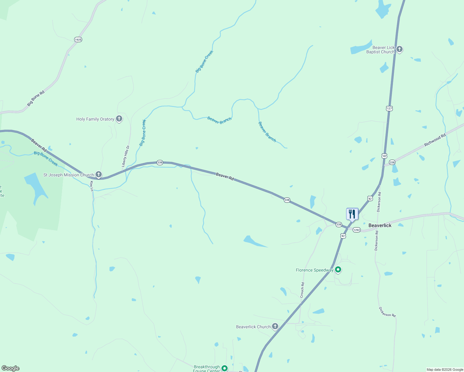 map of restaurants, bars, coffee shops, grocery stores, and more near 2407 Beaver Road in Union