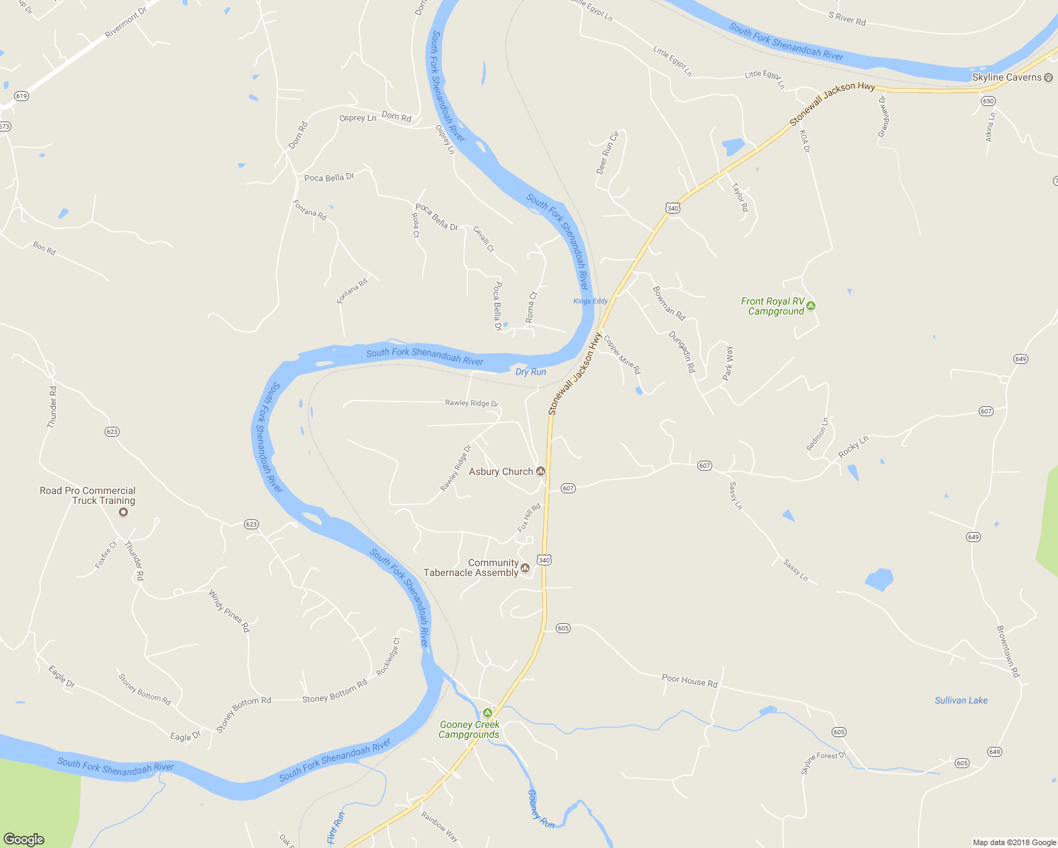 map of restaurants, bars, coffee shops, grocery stores, and more near 262 Tranquil Shores Road in Front Royal