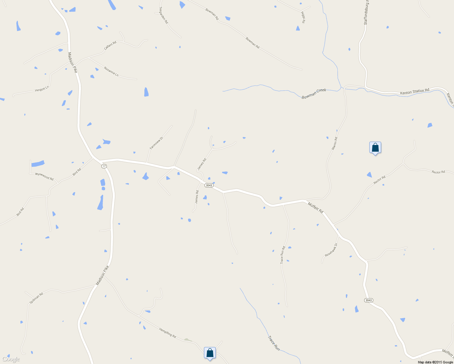 map of restaurants, bars, coffee shops, grocery stores, and more near 2360 Moffett Road in Independence