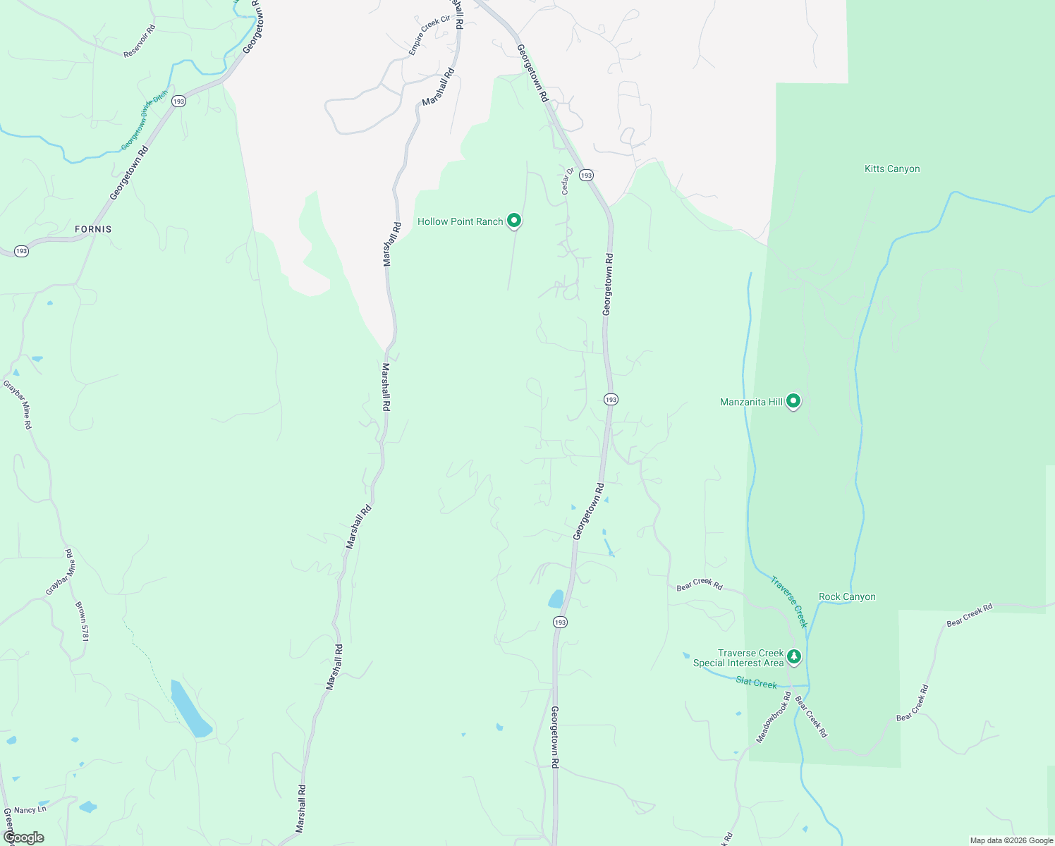map of restaurants, bars, coffee shops, grocery stores, and more near 6950 Fools Canyon Road in Georgetown