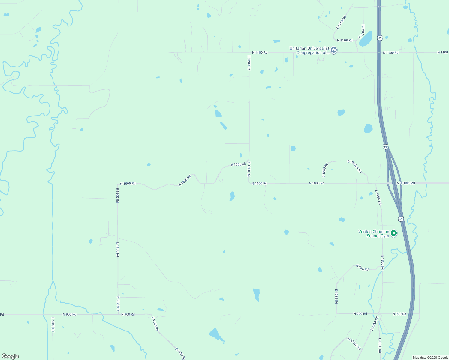 map of restaurants, bars, coffee shops, grocery stores, and more near 1173 North 1000 Road in Lawrence