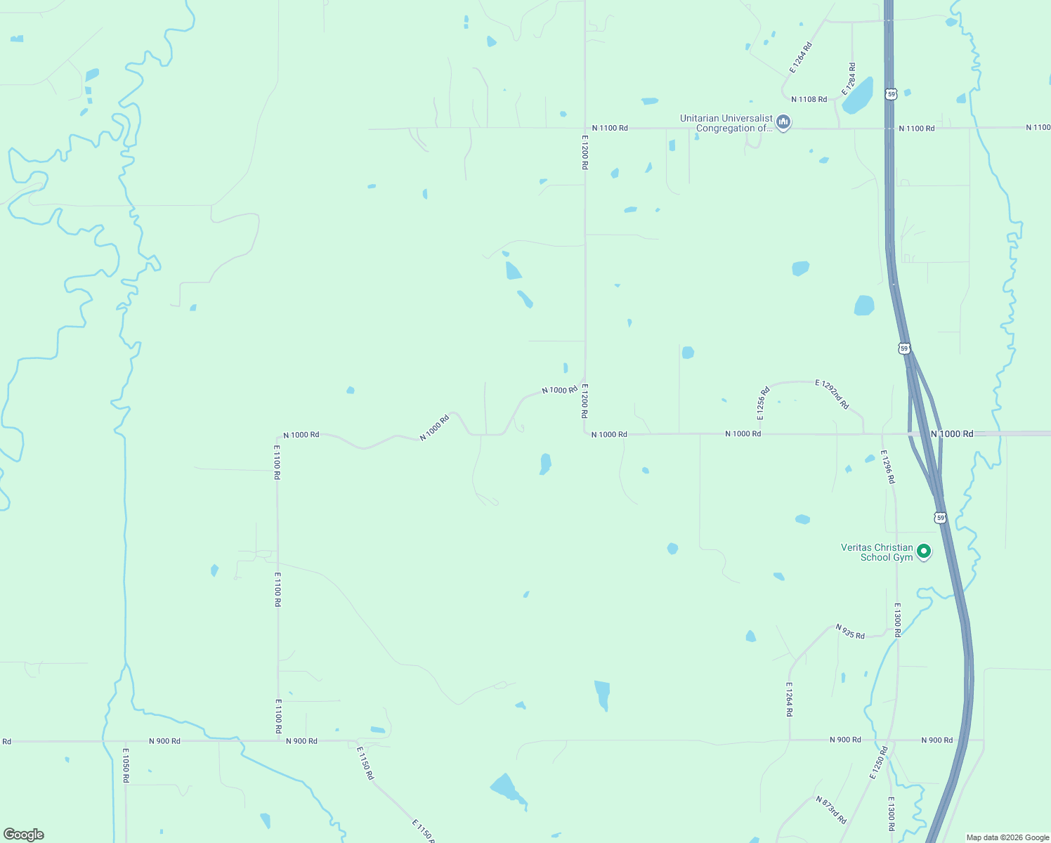 map of restaurants, bars, coffee shops, grocery stores, and more near 1173 North 1000 Road in Lawrence