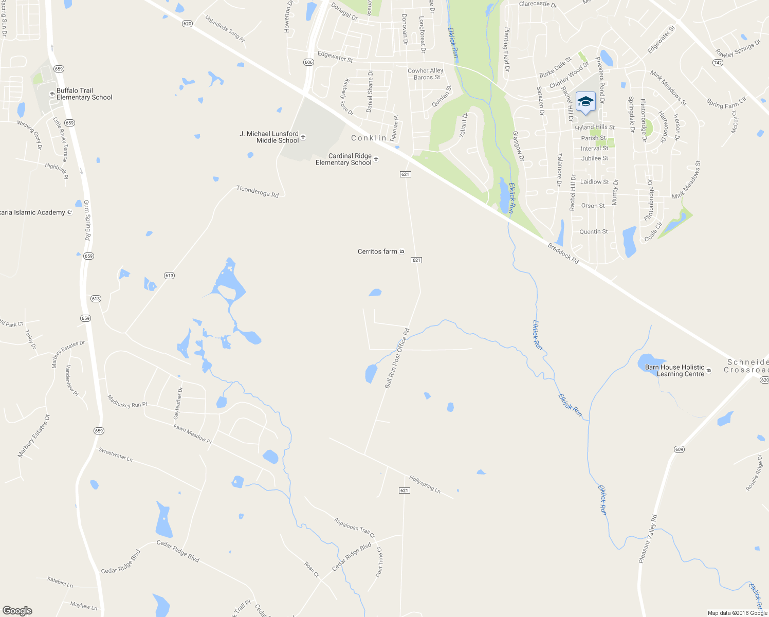 map of restaurants, bars, coffee shops, grocery stores, and more near 26479 Bull Run Post Office Road in Centreville