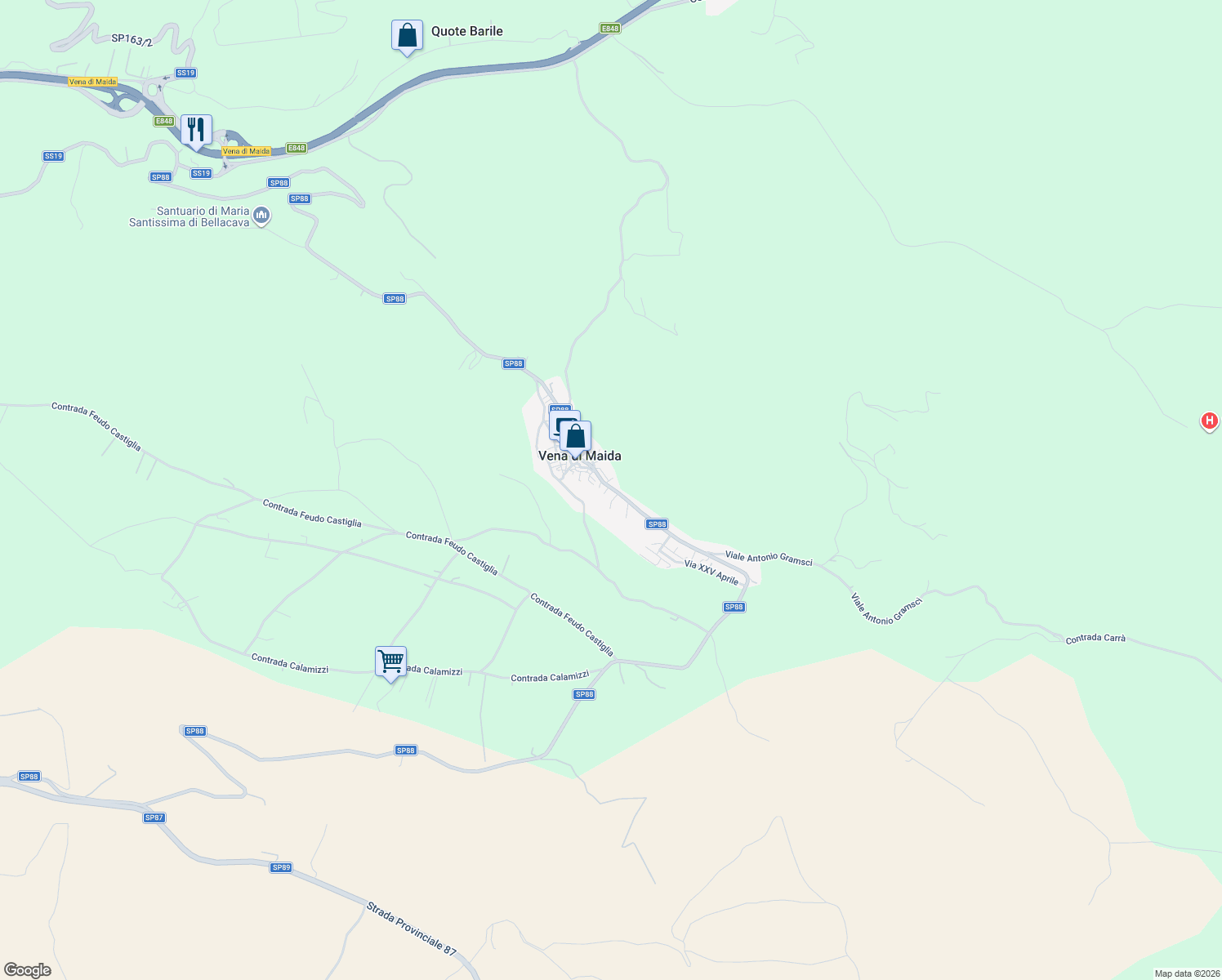 map of restaurants, bars, coffee shops, grocery stores, and more near 4 Traversa Terza Viale Primo Maggio in Vena di Maida