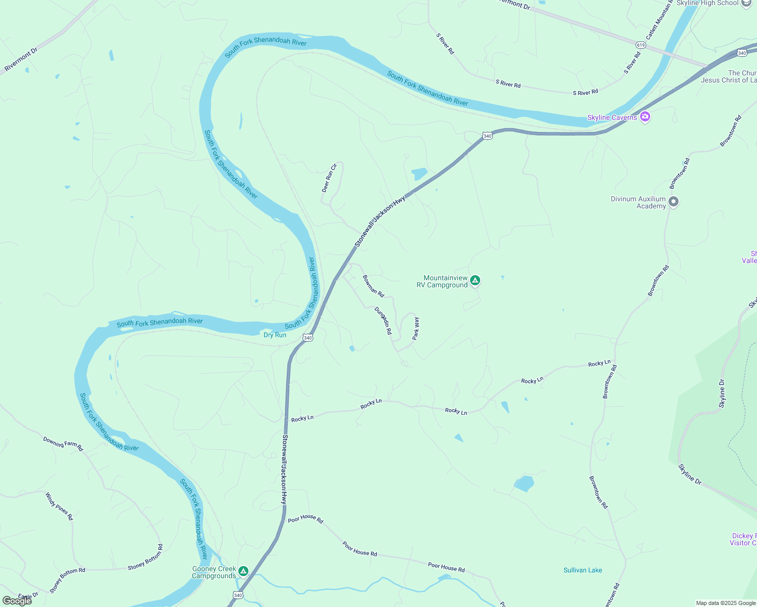 map of restaurants, bars, coffee shops, grocery stores, and more near 223 Dungadin Road in Front Royal