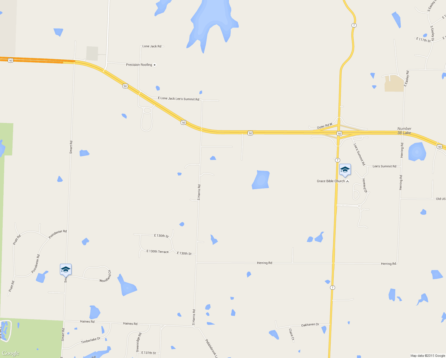 map of restaurants, bars, coffee shops, grocery stores, and more near 12517 South Harris Road in Lee's Summit